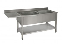 lavello inox aperto 2 vasche inserimento lavastoviglie